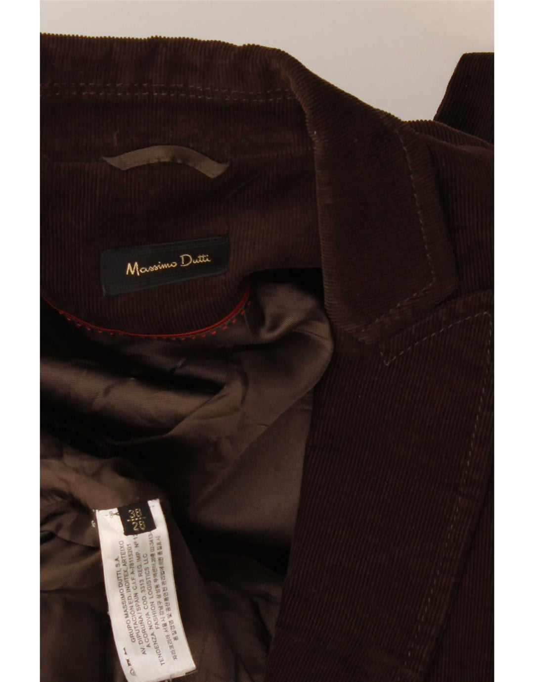 Massimo Dutti Damen 1-Knopf-Blazer aus Cord, EU 38, klein, Braun