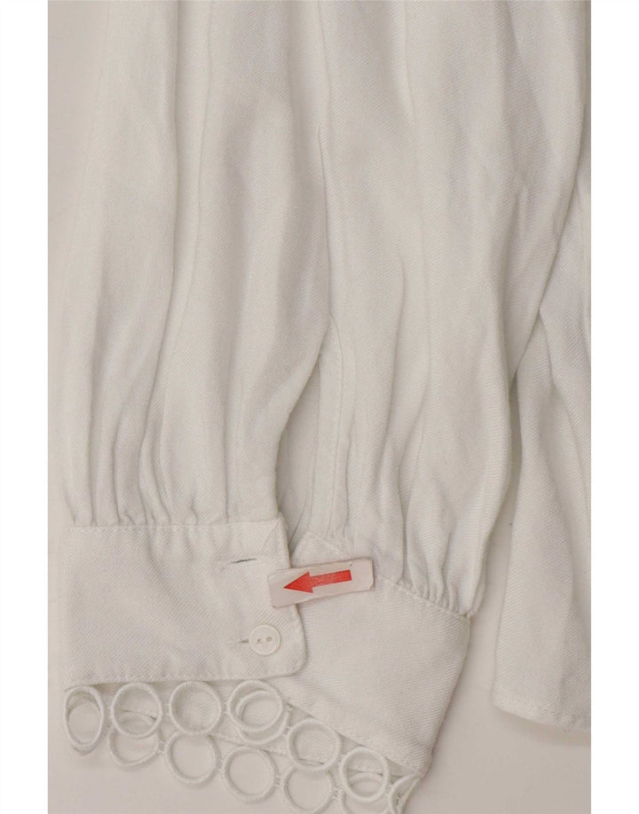 Zara Damen-Blusenoberteil mit 3/4-Ärmeln, UK-Größe 44, Größe L, Weiß, Polyester