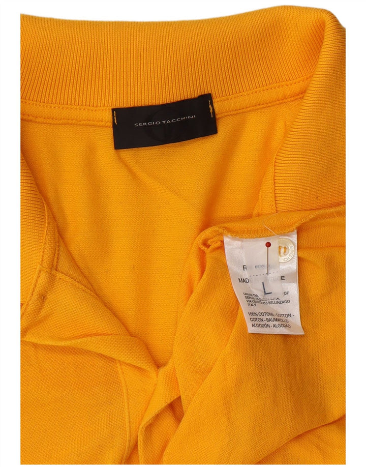 SERGIO TACCHINI Mens Polo Shirt Large Yellow Cotton