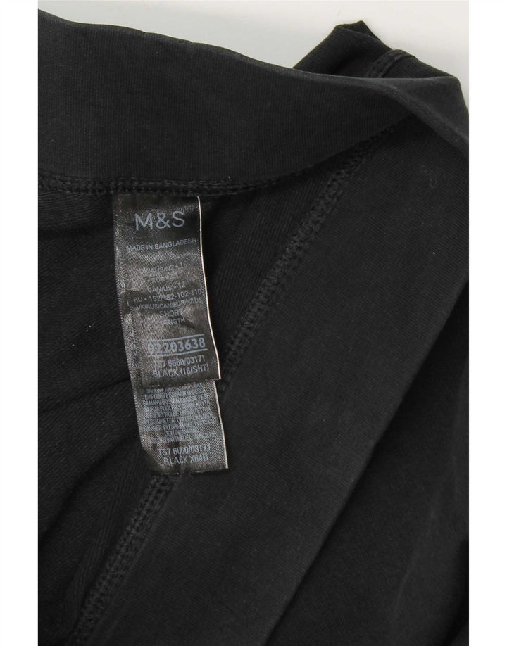 Marks & Spencer Kurze Damen-Leggings, UK 16, Größe L, Schwarz, Baumwolle
