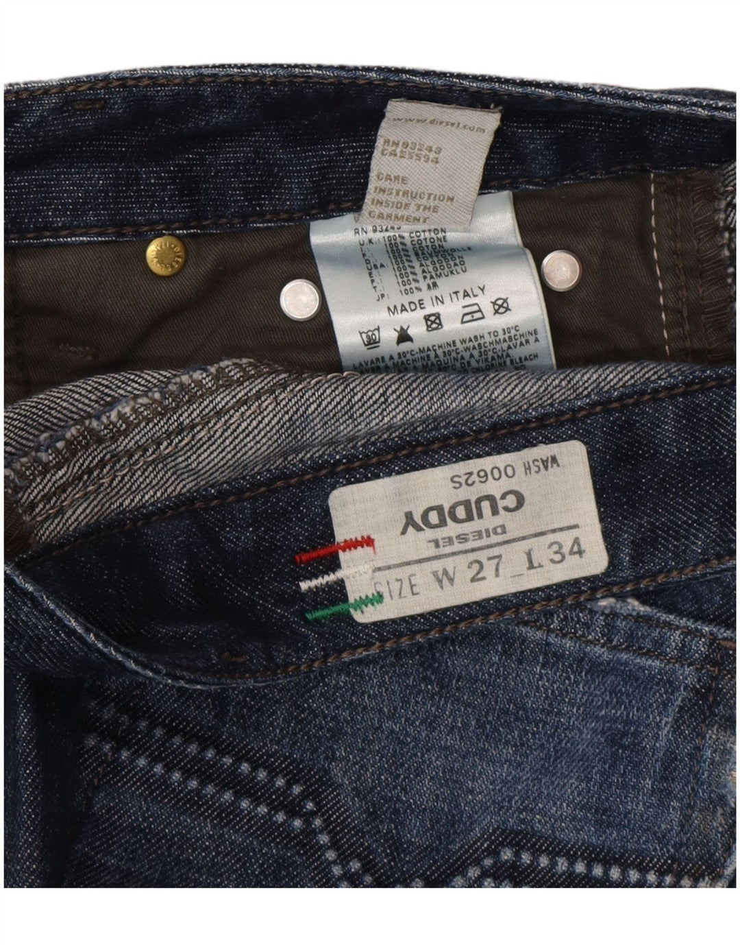 Diesel Damen Cuddy Distressed Slim Jeans W27 L30 Blaue Baumwolle