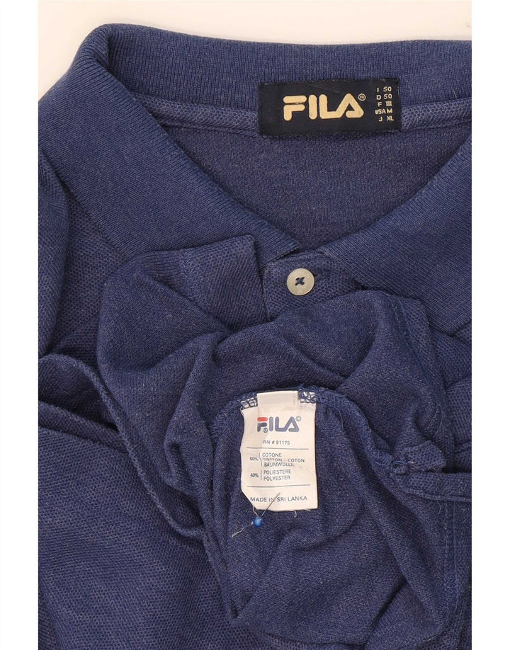 Fila Herren Langarm-Poloshirt IT 50 mittelblaue Baumwolle
