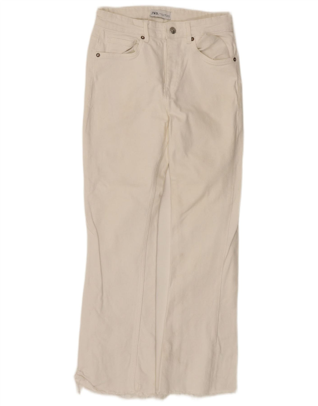 Zara Damen Schlagjeans EU 38 Small W28 L26 Weiße Baumwolle