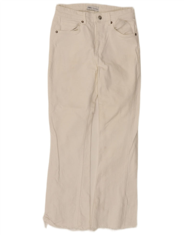 Zara Damen Schlagjeans EU 38 Small W28 L26 Weiße Baumwolle