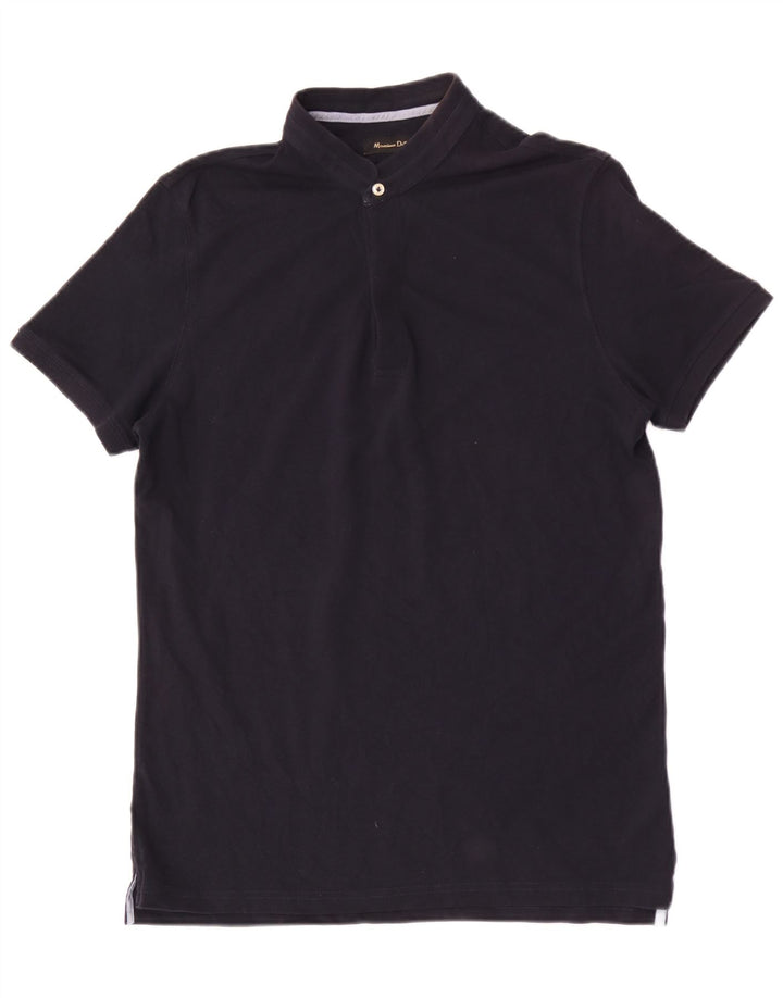 MASSIMO DUTTI Herren-Poloshirt, mittelmarineblaue Baumwolle