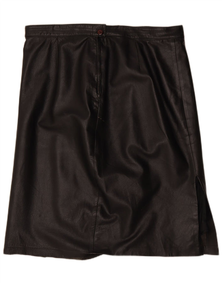 Vintage Damen Lederrock W40 2XL Schwarz