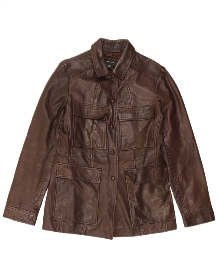 Karen Millen Damen Lederjacke UK 6 XS Braunes Leder