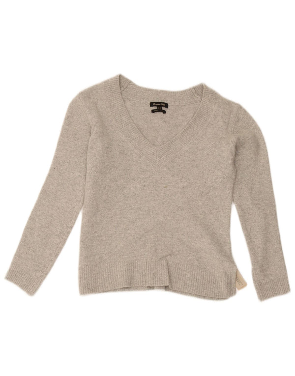 Massimo Dutti Damen Crop V-Ausschnitt Pullover Pullover UK 6 XS Grau meliert