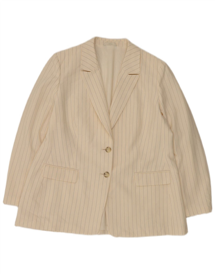 Marks & Spencer Damen 2-Knopf-Blazerjacke UK 20 2XL Weißer Nadelstreifen
