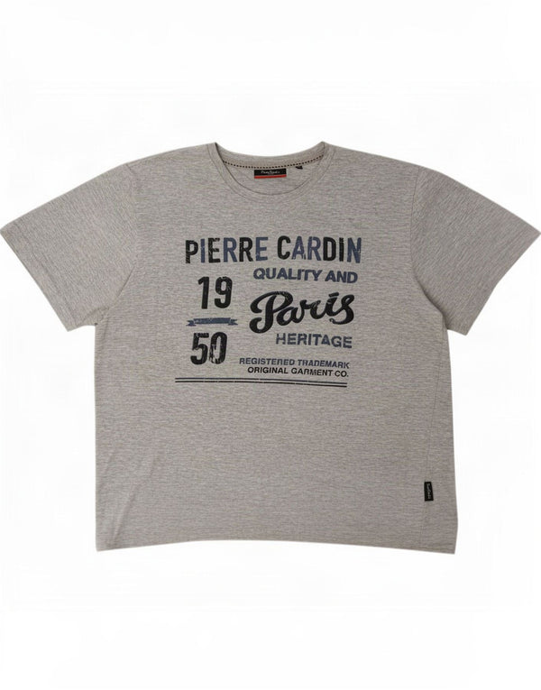 Pierre Cardin Herren-T-Shirt mit normaler Passform und Grafik, 2XL, Grau