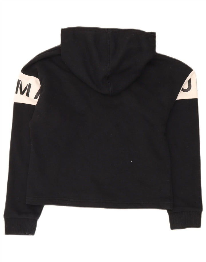 PUMA Mädchen Crop Graphic Hoodie Pullover 11-12 Jahre Schwarze Colourblock-Baumwolle