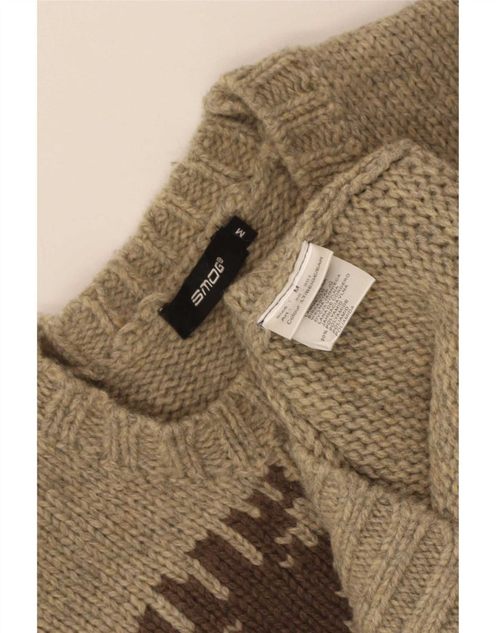 Smog Herren-Pullover mit Rundhalsausschnitt, mittelbeige, Fair-Isle-Lammwolle