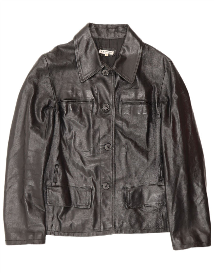 Vintage Damen Lederjacke UK 10 Kleines schwarzes Leder