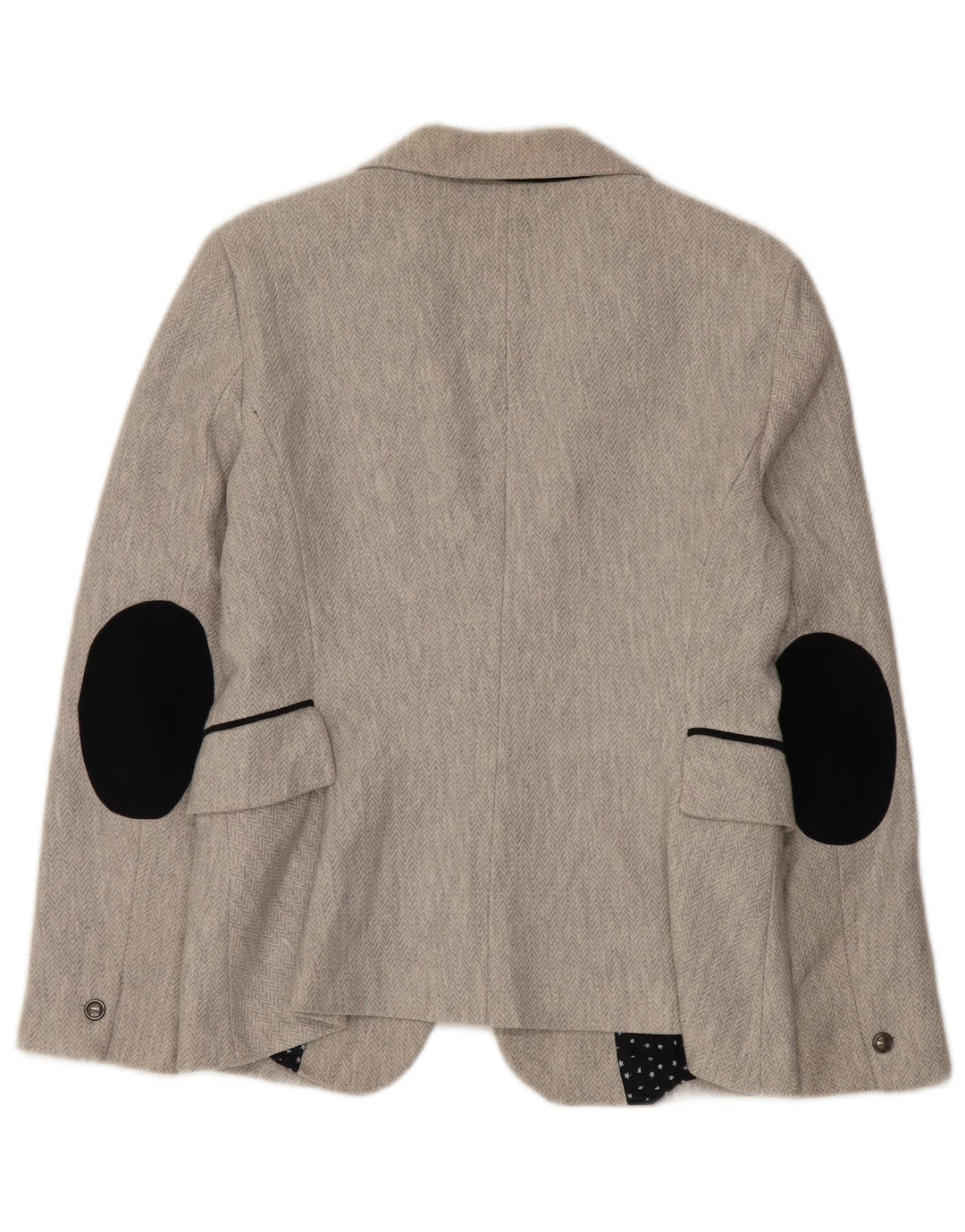 Zara Damen 1-Knopf-Blazer-Jacke, UK 16, großes graues Fischgrätenmuster