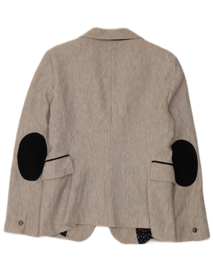 Zara Damen 1-Knopf-Blazer-Jacke, UK 16, großes graues Fischgrätenmuster