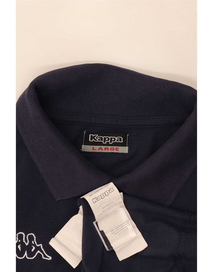 Kappa Herren-Poloshirt mit Grafik, groß, marineblaue Baumwolle