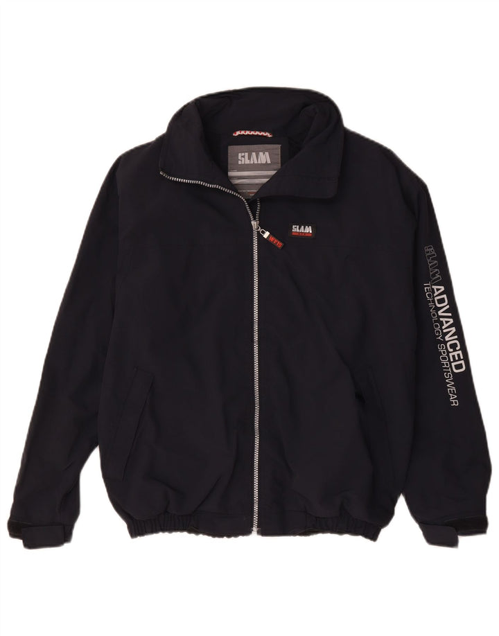 Slam Jungen-Regenjacke mit Grafik, 14–15 Jahre, marineblaues Nylon