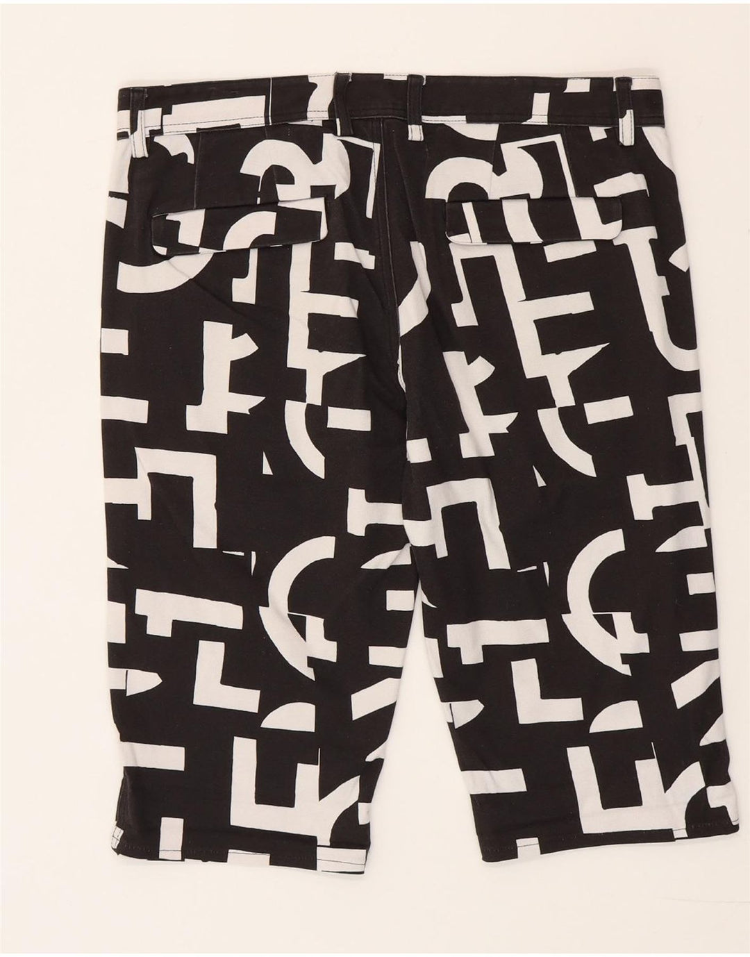 Iceberg Herren Bermudashorts IT 48 Medium W32 Schwarze geometrische Baumwolle