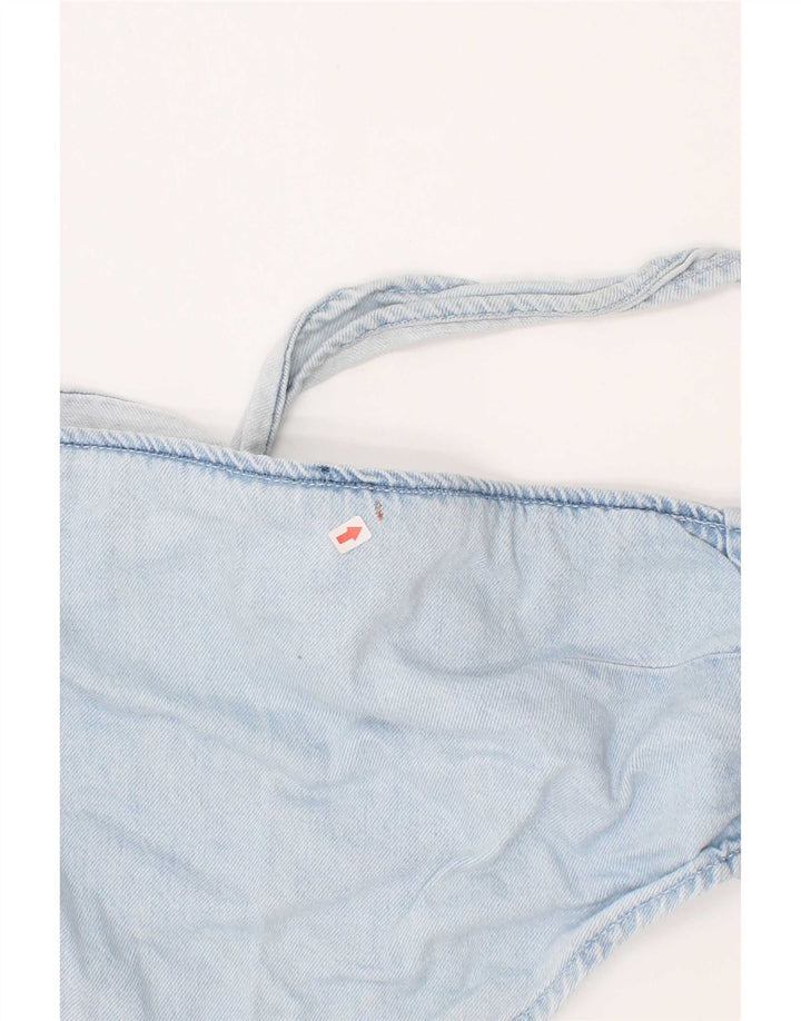 Zara Damen Denim Crop Top Mittelblaue Baumwolle