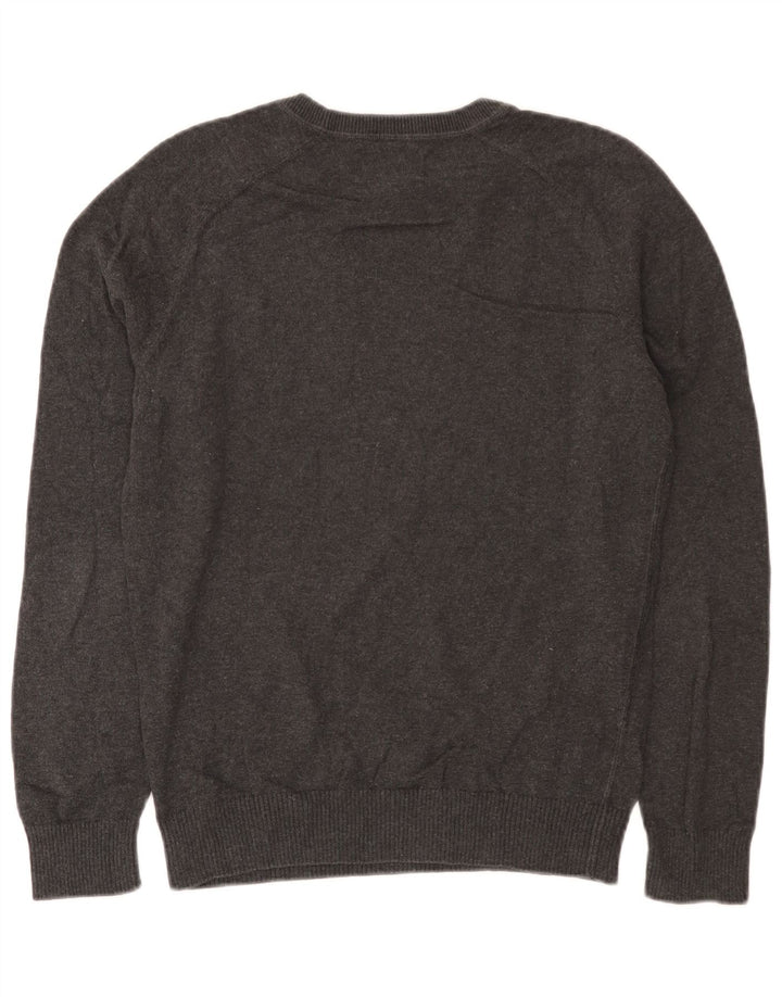 Penguin Herren-Pullover mit Rundhalsausschnitt, Größe S, graue Baumwolle