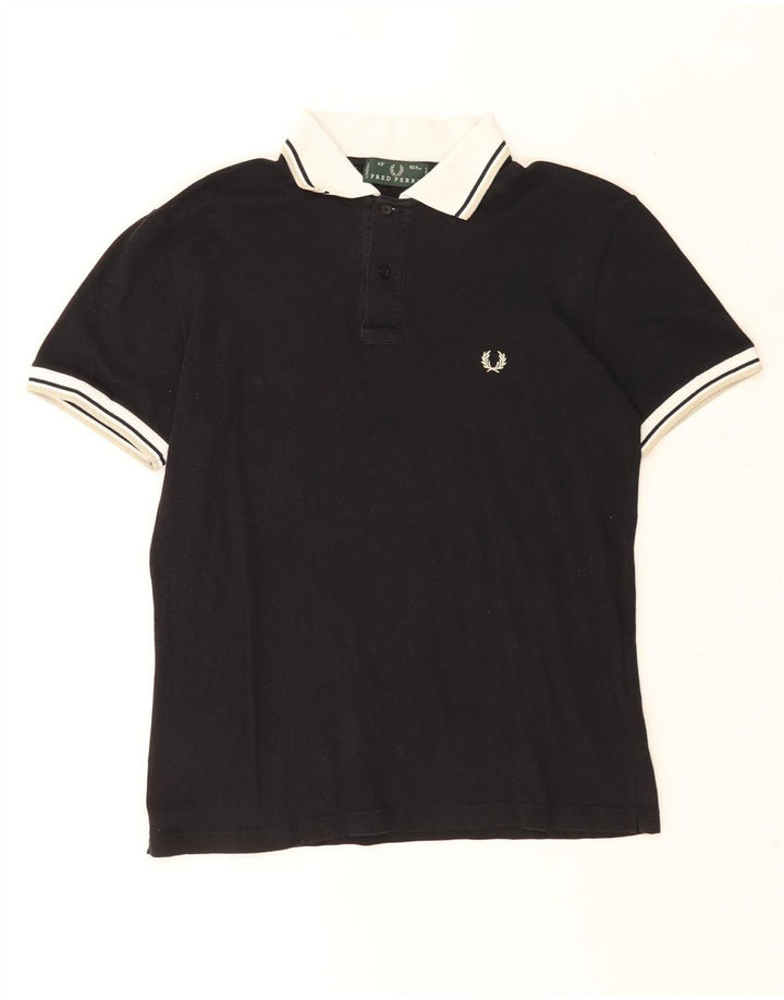 Fred Perry Herren-Poloshirt aus mittelschwarzer Colourblock-Baumwolle