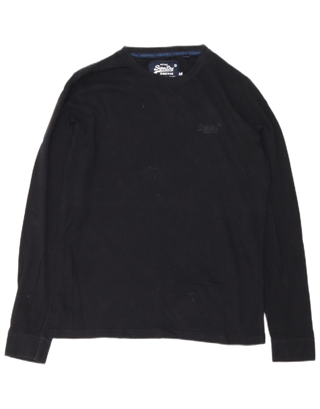 SUPERDRY Herren-Langarmshirt aus mittelschwarzer Baumwolle