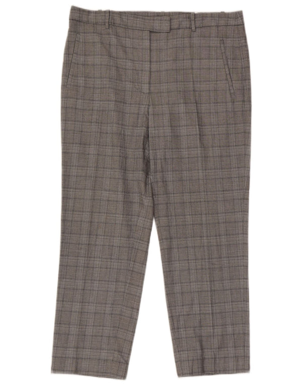 Zara Damen-Crop-Anzughose, groß, W30, L25, grau karierte Viskose