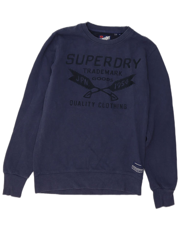 Superdry Herren Grafik-Sweatshirt-Pullover aus mittelblauer Baumwolle