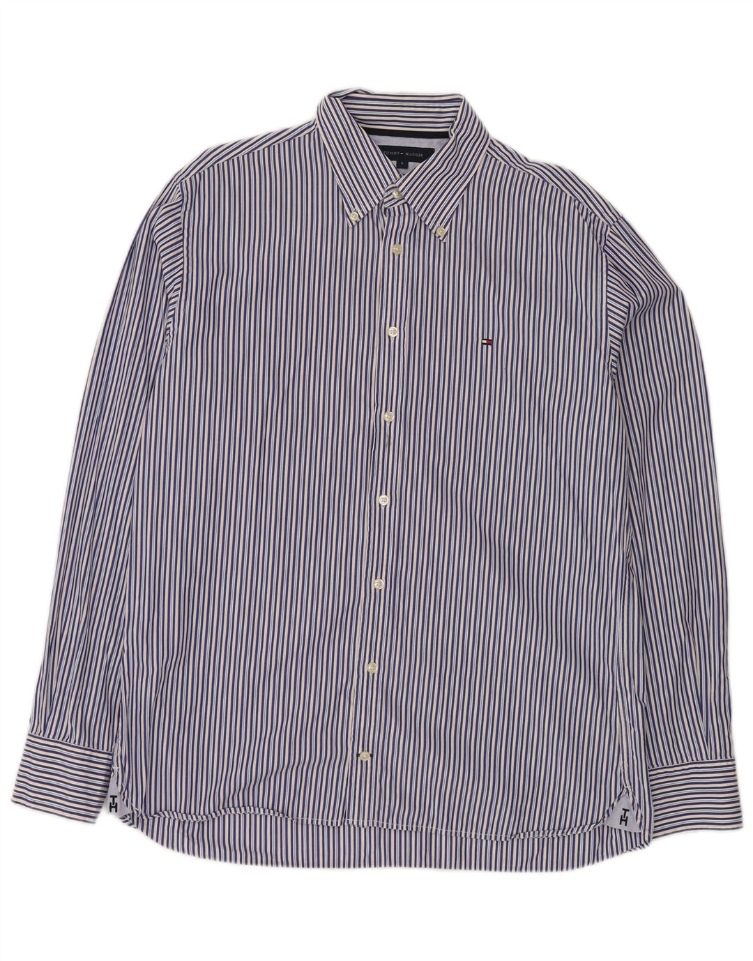 Tommy Hilfiger Herrenhemd, groß, blau gestreift, Baumwolle