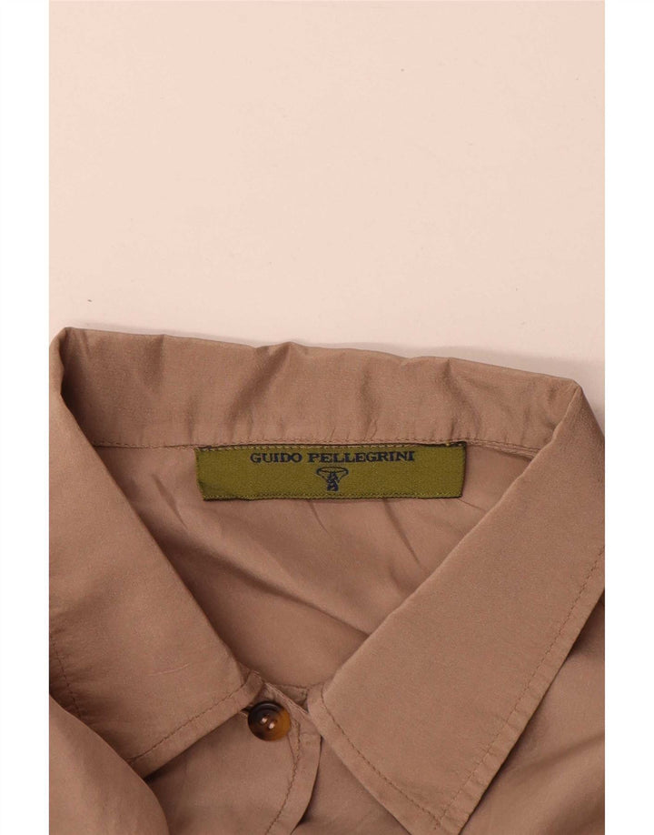 Vintage Damen Longline-Oversize-Hemd IT 44 Mittelbeige