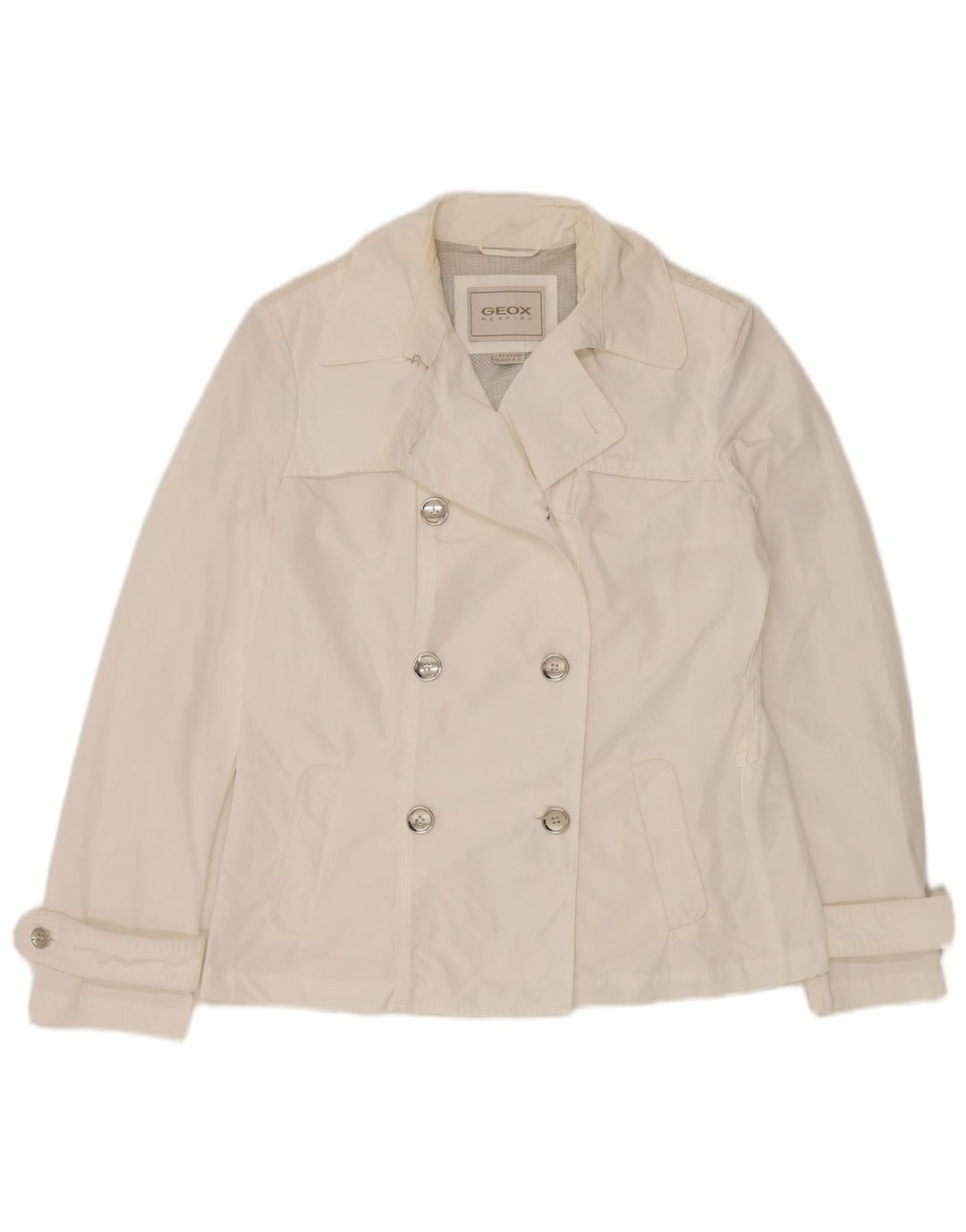 Geox Damen Respira Pea Coat UK 14 Large Weiß Polyester