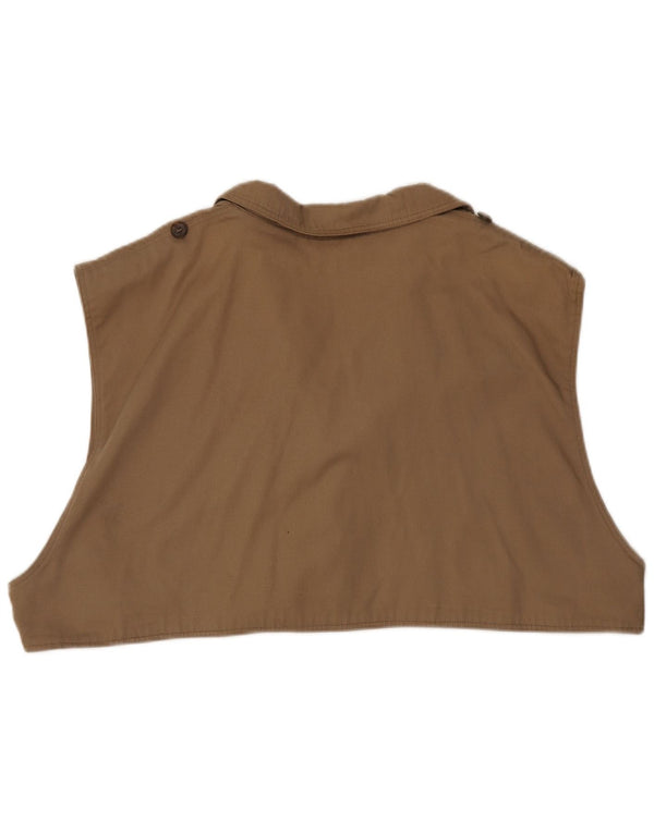 Vintage Damen Crop Liner Weste UK 22 3XL Beige