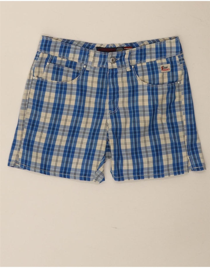 Roy Rogers Damen Freizeitshorts IT 44 Medium W30 Blau kariertes Polyamid