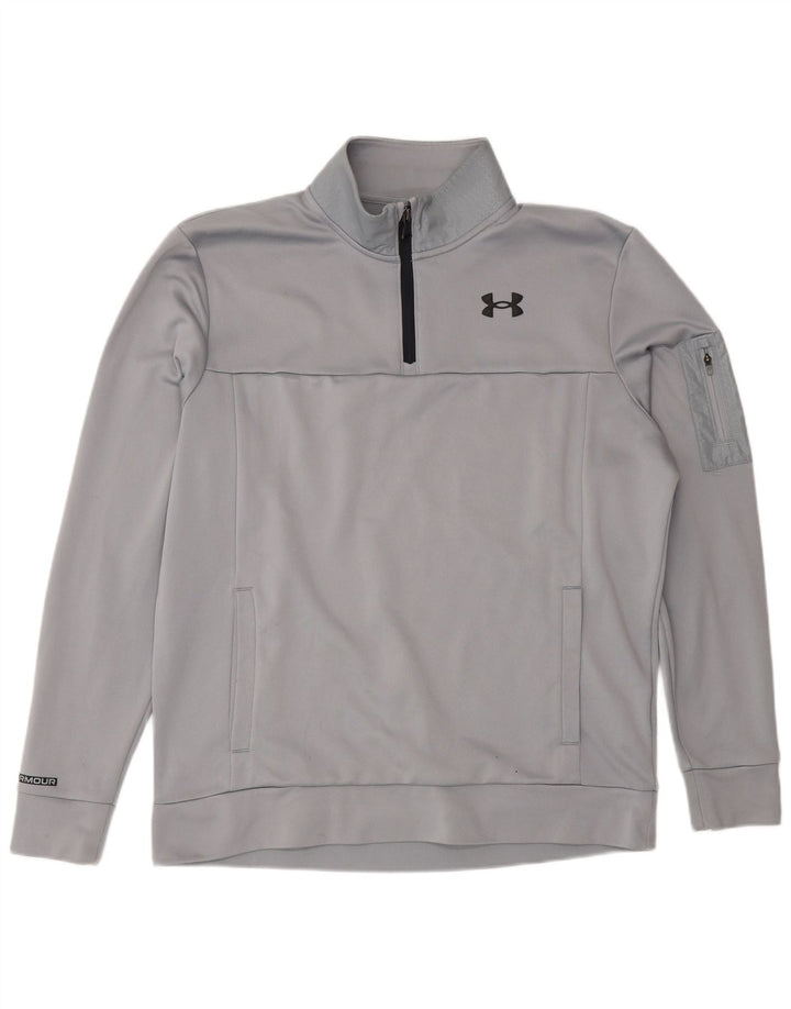 Under Armour Herren-Sweatshirt mit Reißverschluss am Hals, Mittelgraues Polyester