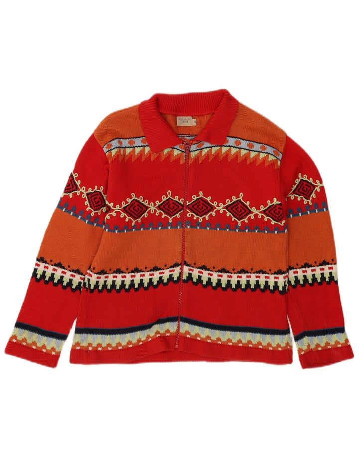 MEHR & Strickjacke für Jungen, 9–10 Jahre, rote geometrische Baumwolle