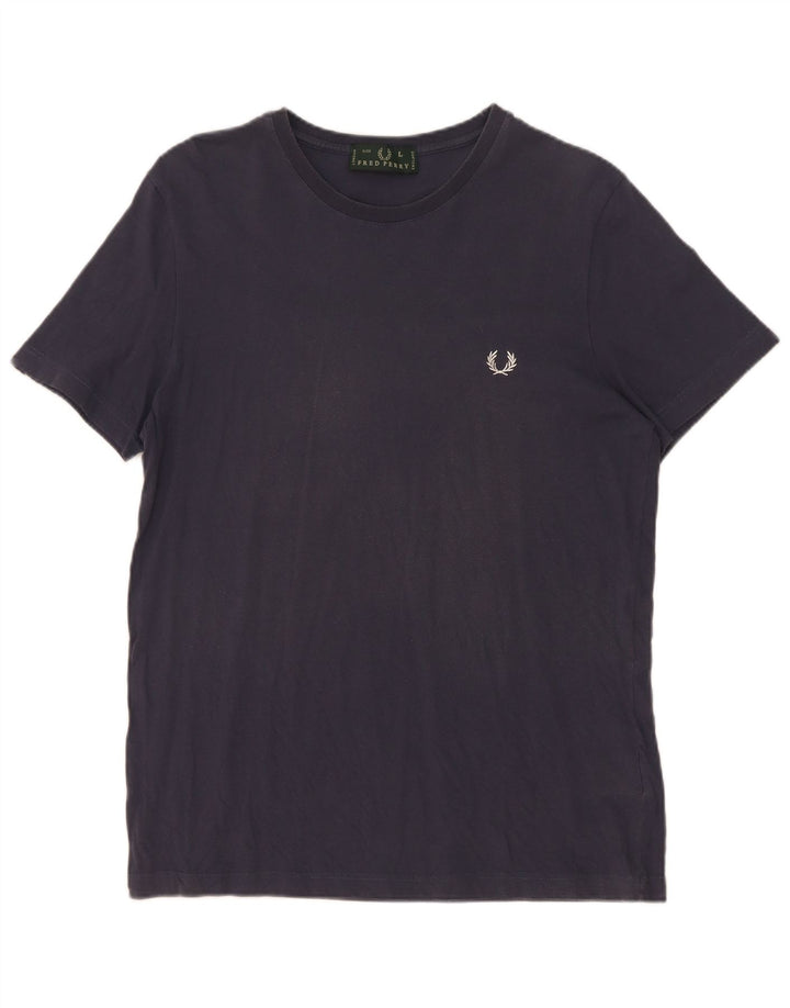 Fred Perry Herren T-Shirt Top Large Marineblau Baumwolle