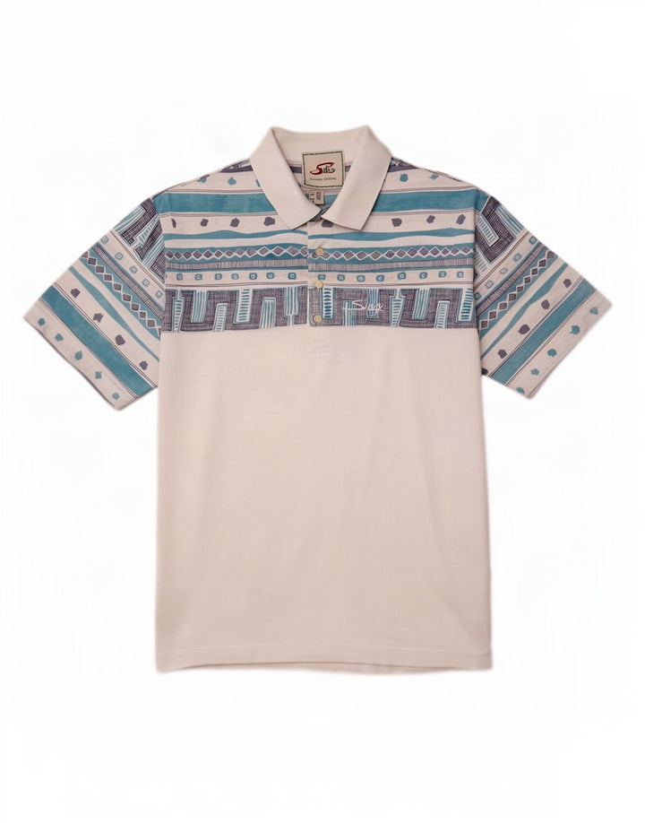 Silvy Herren-Poloshirt IT 50 aus mittelweißer, geometrischer Baumwolle
