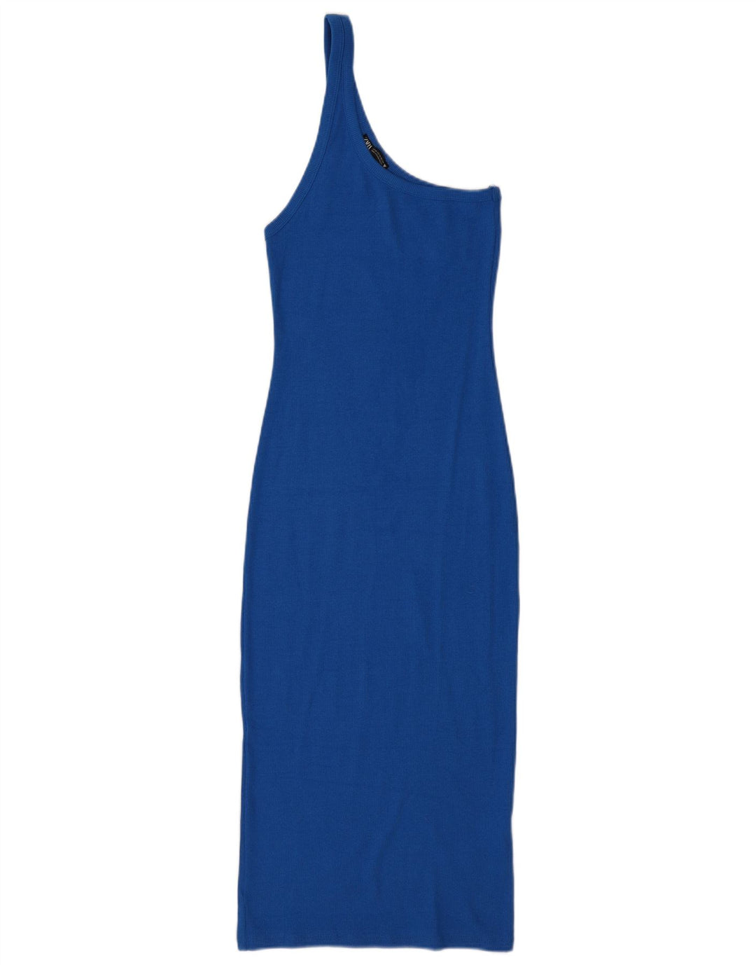 Zara Damen One-Shoulder-Kleid UK 12 Mittelblaue Baumwolle