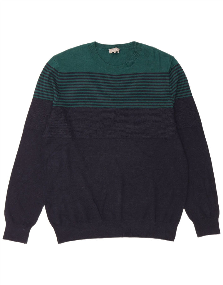 Jaeger Herren-Pullover mit Rundhalsausschnitt, groß, marineblau, Colourblock-Wolle