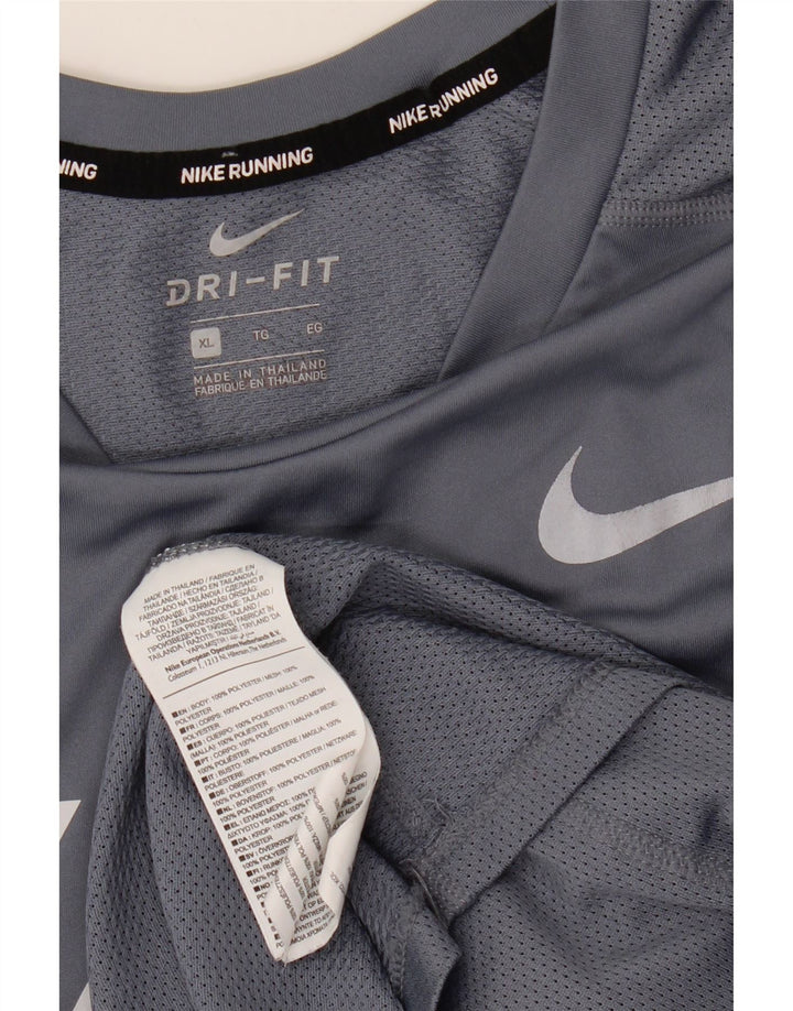 Nike Herren Dri Fit Graphic T-Shirt Top XL grau gestreift aus Polyester