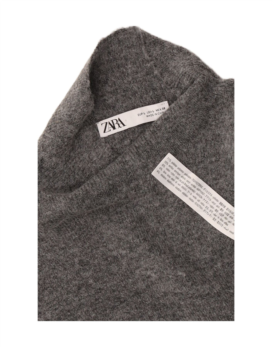 Ärmelloses Pulloverkleid für Damen von Zara, Gr. 44, Größe L, Grau, Polyester