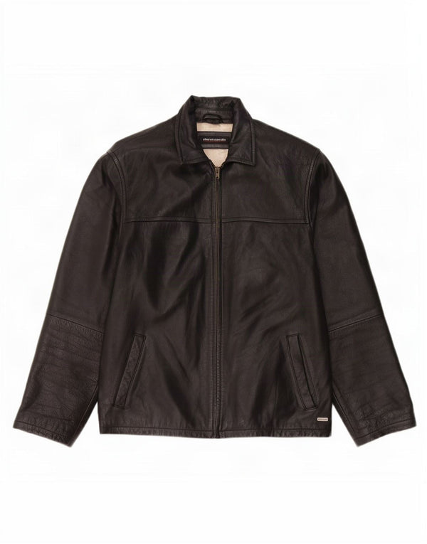 Pierre Cardin Herren Lederjacke UK 40 Large Schwarz
