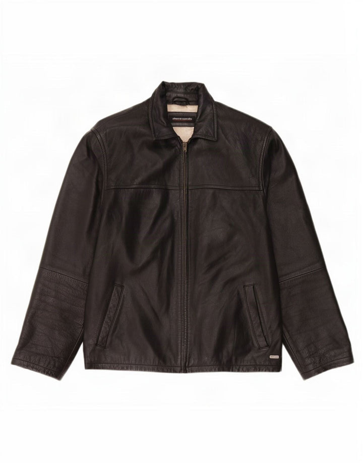 Pierre Cardin Herren Lederjacke UK 40 Large Schwarz