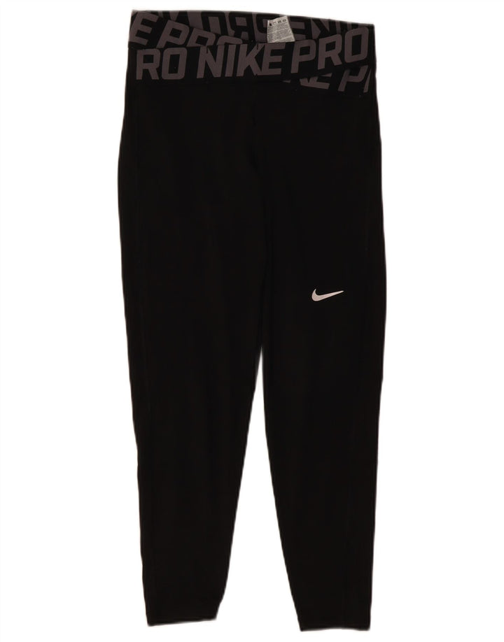 NIKE Womens Dri Fit Graphic Leggings UK 10 Small Schwarz Polyester
