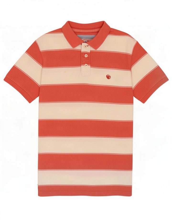 Fat Face Herren-Poloshirt aus mittelrosa gestreifter Baumwolle