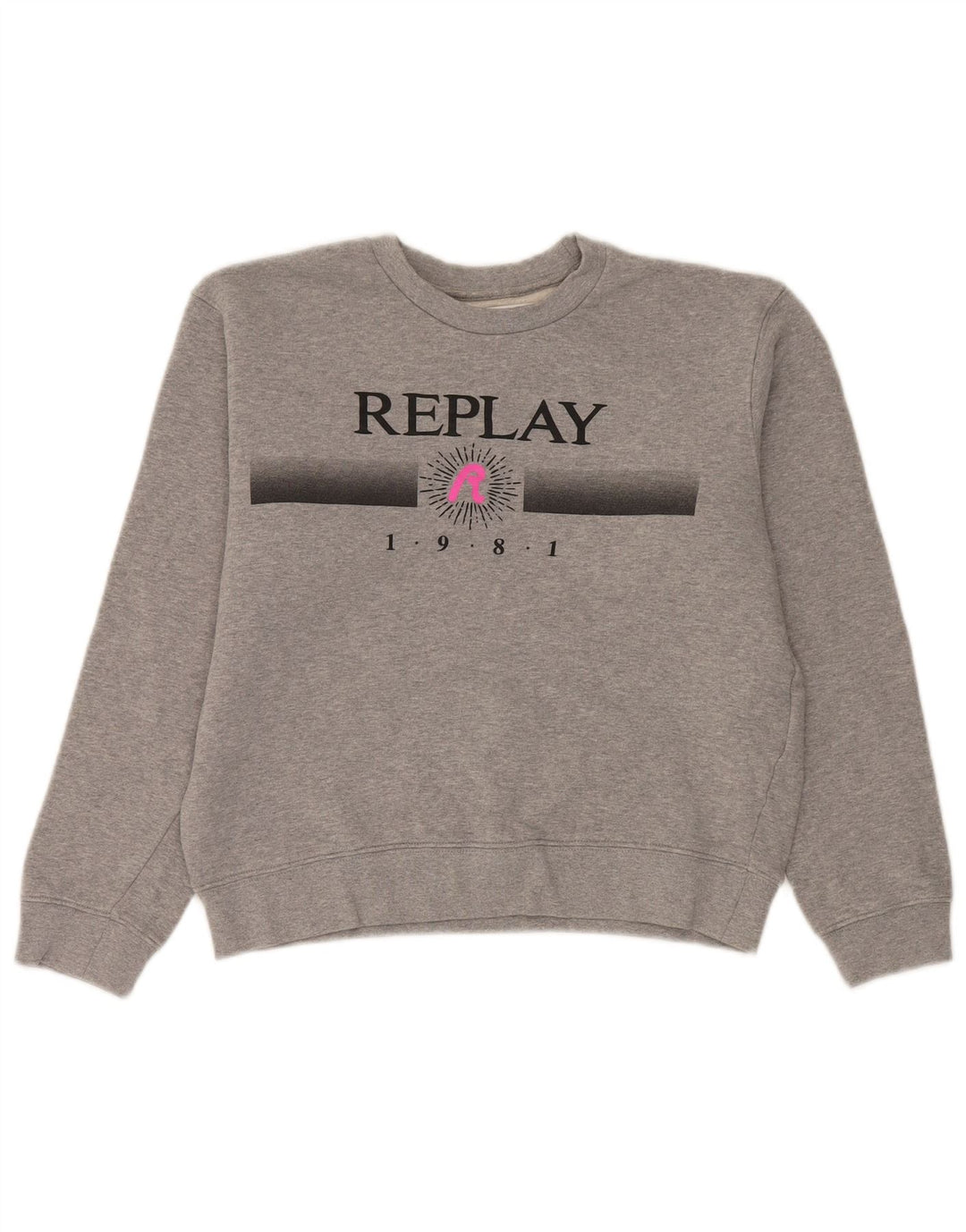 Replay Damen-Sweatshirt mit Grafik-Übergröße, Gr. 10, Größe S, Grau, Baumwolle