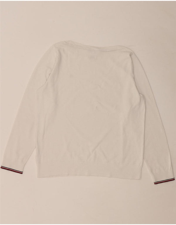 TOMMY HILFIGER Damen-Pullover mit U-Boot-Ausschnitt, Gr. 14, Mittelweiß