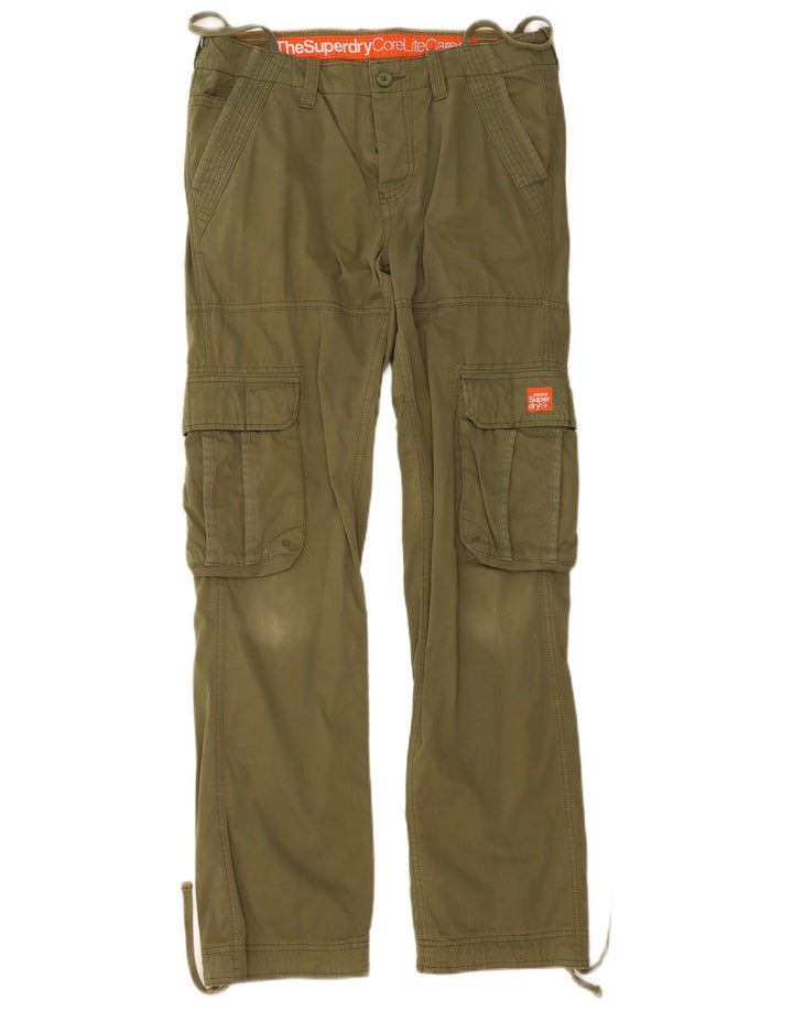 Superdry gerade Cargohose für Herren, Größe M, W34, L35, Khaki, Baumwolle