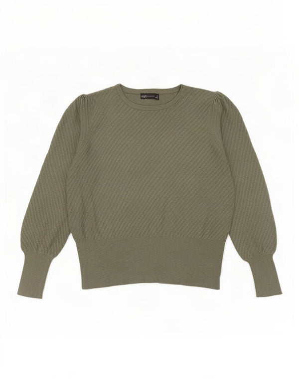 Marks & Spencer Damen-Pullover mit U-Boot-Ausschnitt, Gr. 18, XL, Khaki, Viskose