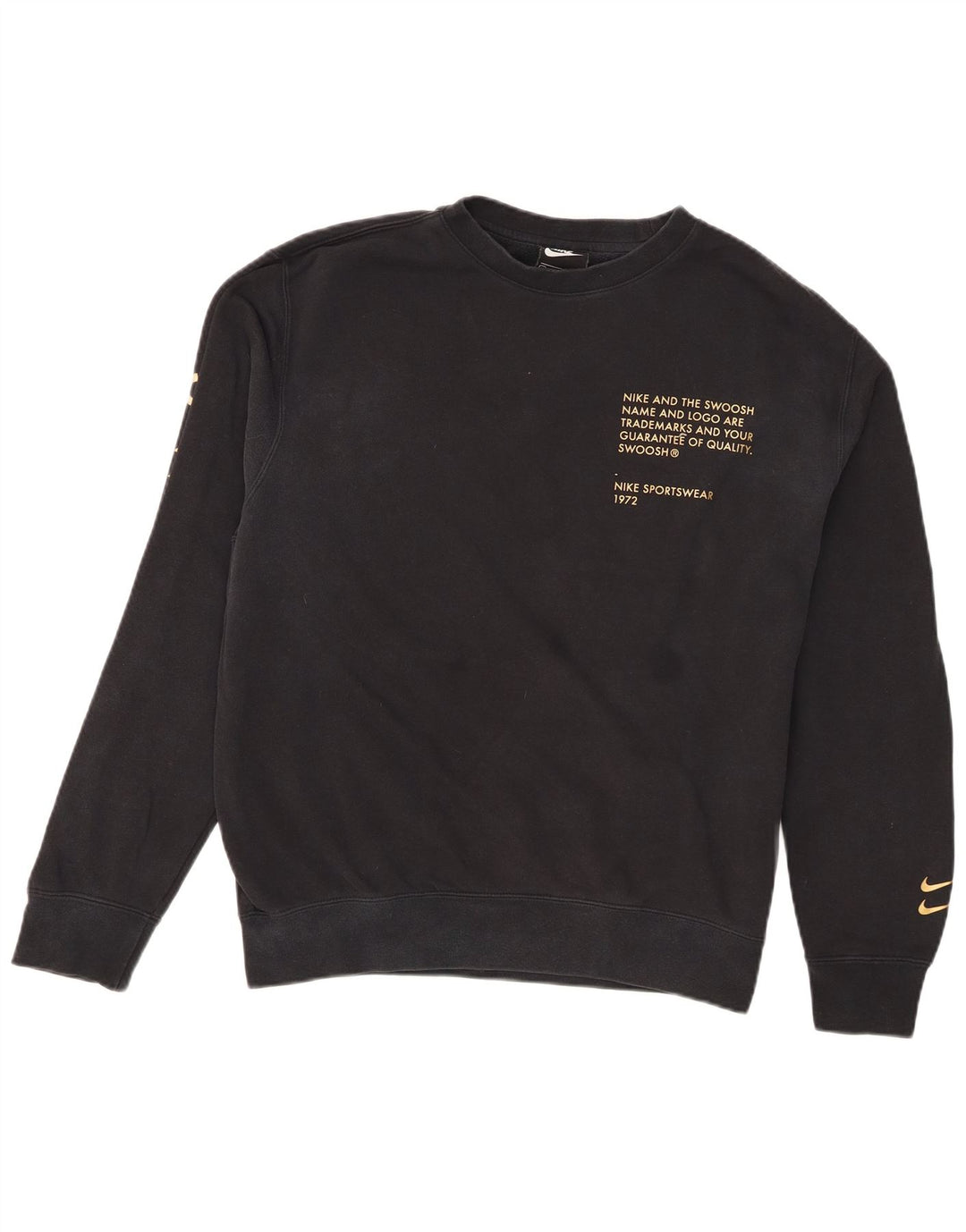 Nike Herren-Sweatshirt mit Swoosh-Grafik, mittlere schwarze Baumwolle